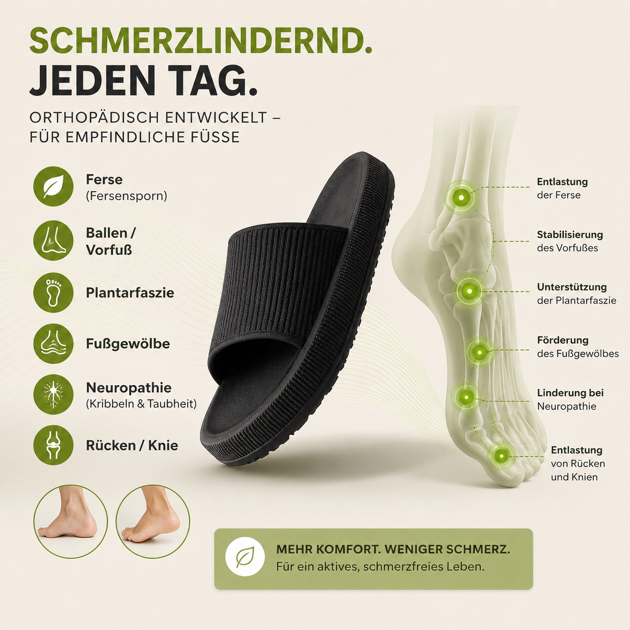 AeroStep Comfort Slides | Anatomisch stützende Komfort-Pantoletten | Ergonomisches Design