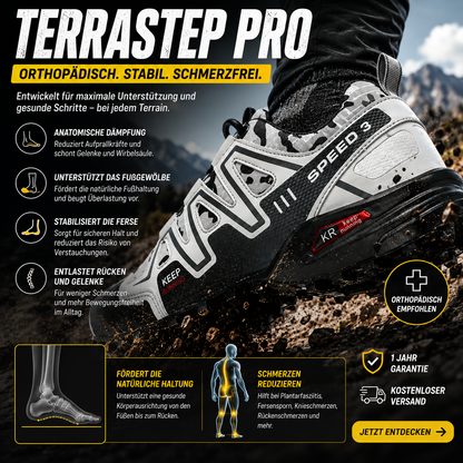 TerraStep Pro – Orthopädischer, wasserdichter & schmerzlindernder  Lauf- & Wanderschuh Unisex