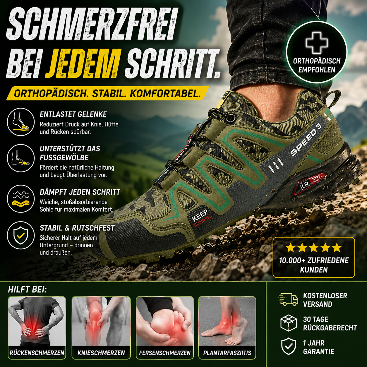TerraStep Pro – Orthopädischer, wasserdichter & schmerzlindernder  Lauf- & Wanderschuh Unisex