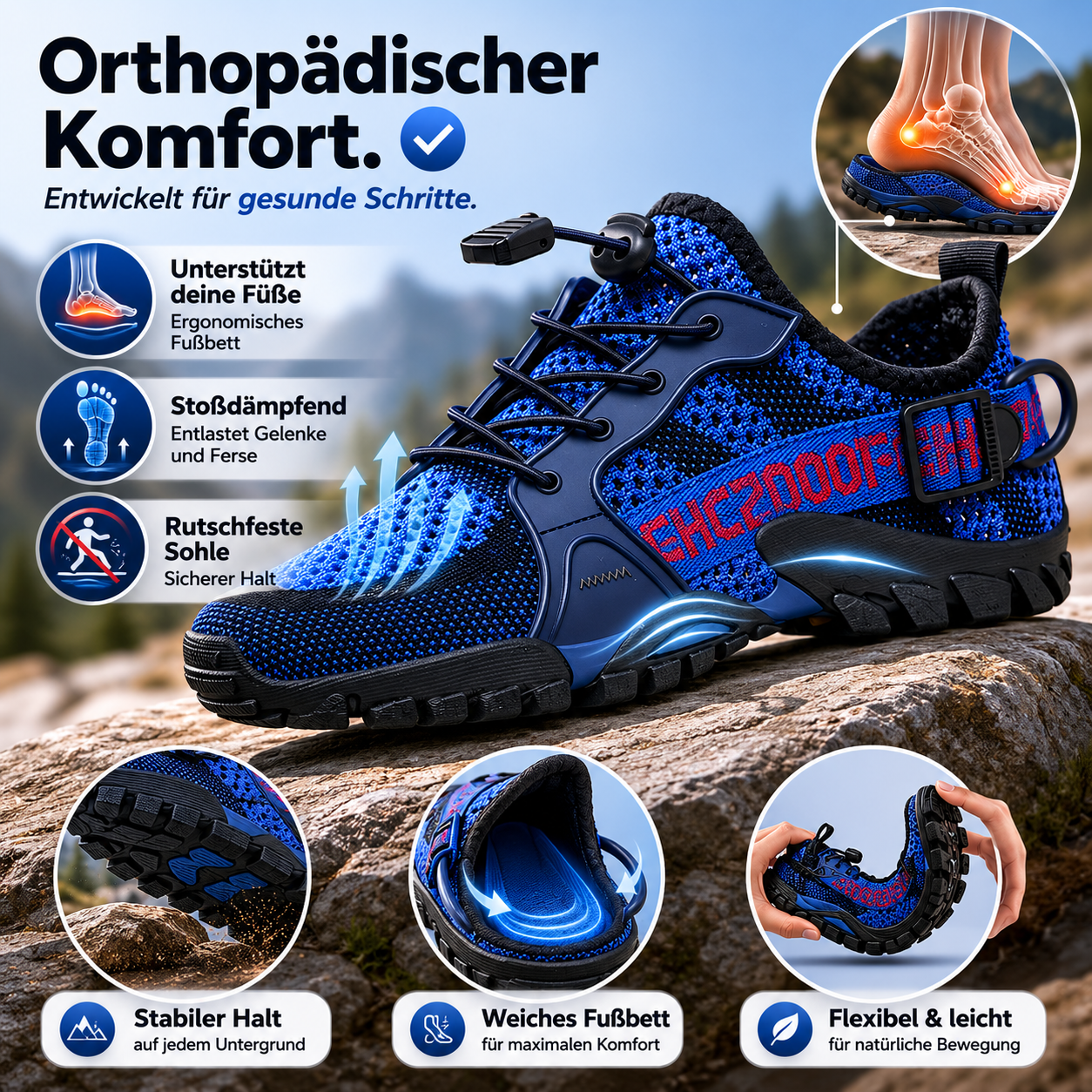 TrailMotion Pro – ergonomischer, wasserdichter & schmerzlindernder Lauf- & Wanderschuh