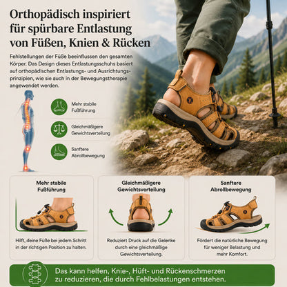 TerraGuard Pro –  Herren-Sandale aus Leder | Geschlossene Zehenkappe · Robuste Sohle · Rutschfest
