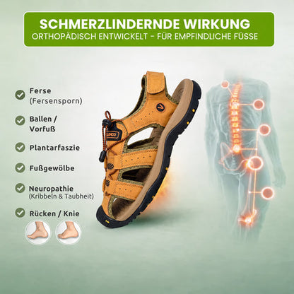 TerraGuard Pro –  Herren-Sandale aus Leder | Geschlossene Zehenkappe · Robuste Sohle · Rutschfest