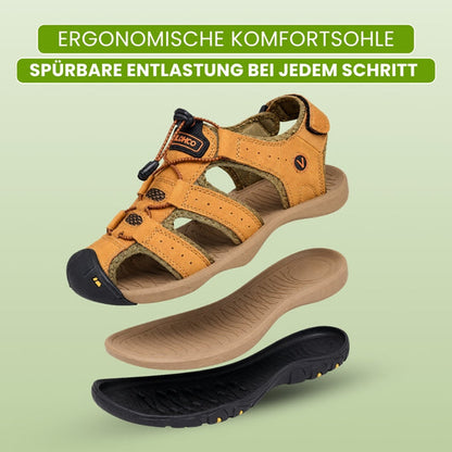 TerraGuard Pro –  Herren-Sandale aus Leder | Geschlossene Zehenkappe · Robuste Sohle · Rutschfest